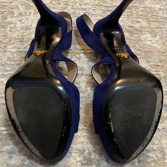 Prada Platform Suede Strappy Sandal | Deep Blue | Size 39.5 EU - Picture 5 of 5